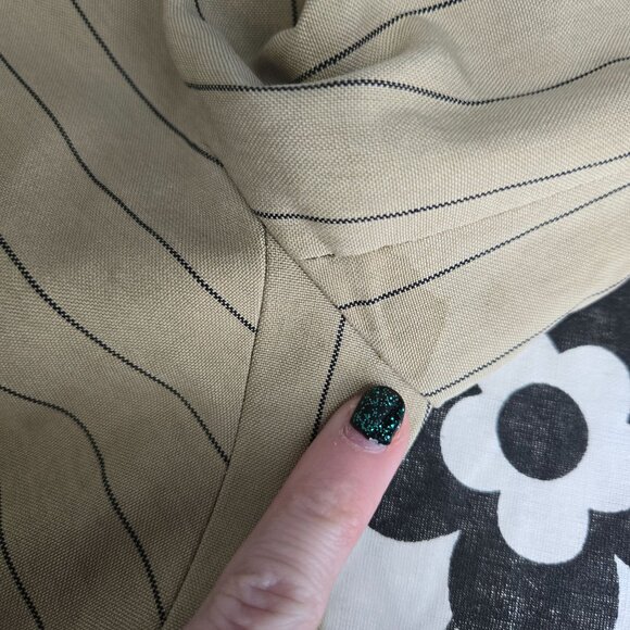 Ilie Wacs 6 beige diagonal stripe wood button blazer jacket VTG UNION tag USA - Picture 11 of 14